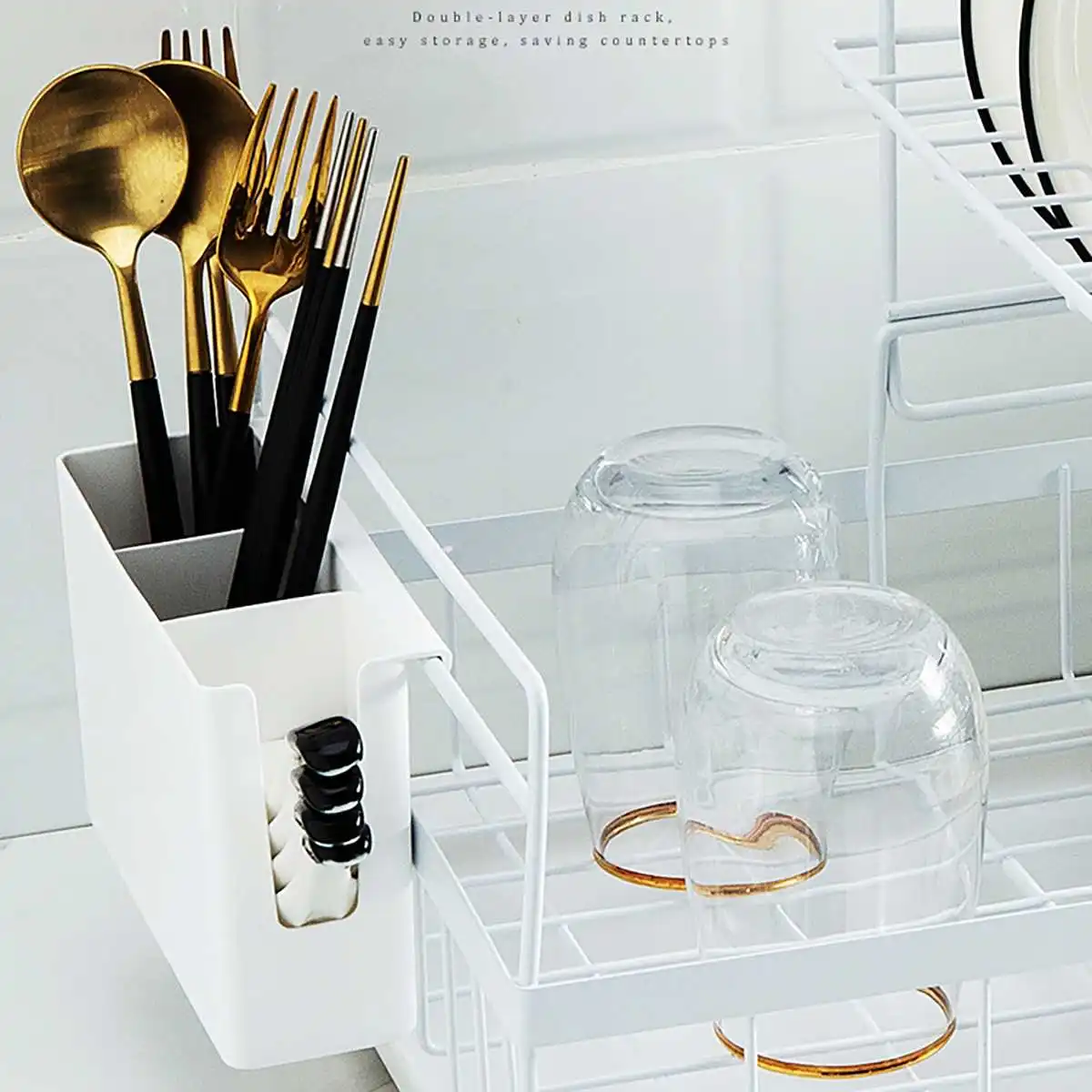 2 яруса палочки для еды подставка посуды держатель сушки кухонная полка