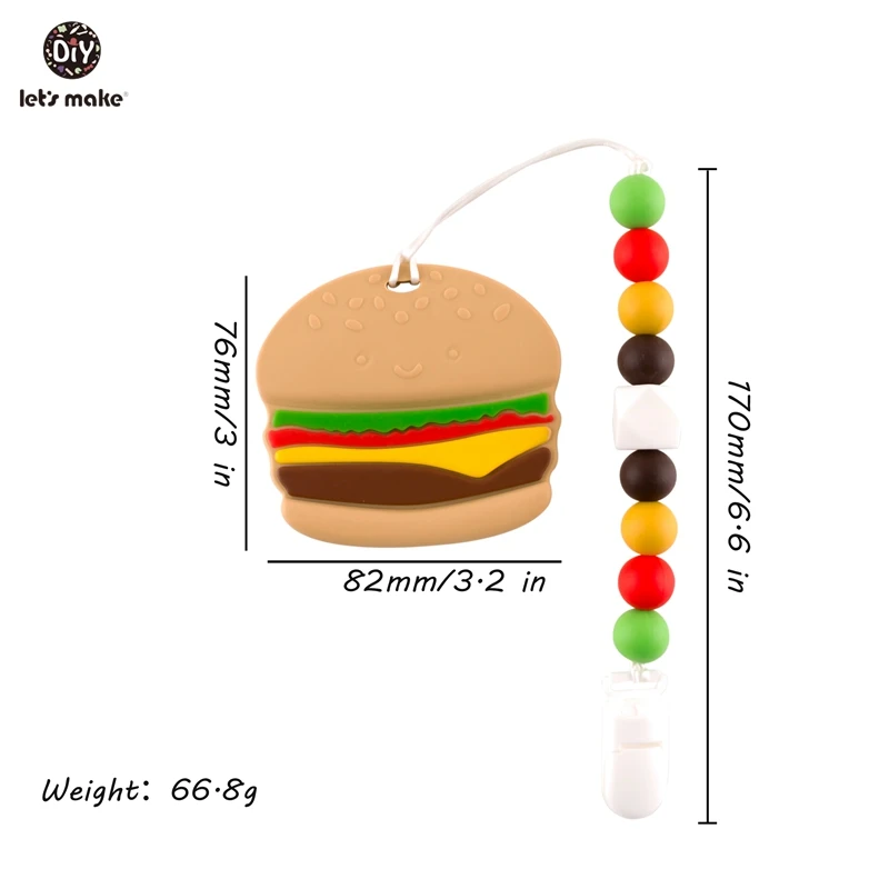 Давайте сделаем детскую соску с цепочкой 1 шт. пластиковая Соска с зажимом гамбургер мороженое торт человек силиконовые бусины персонализированные соски зажимы