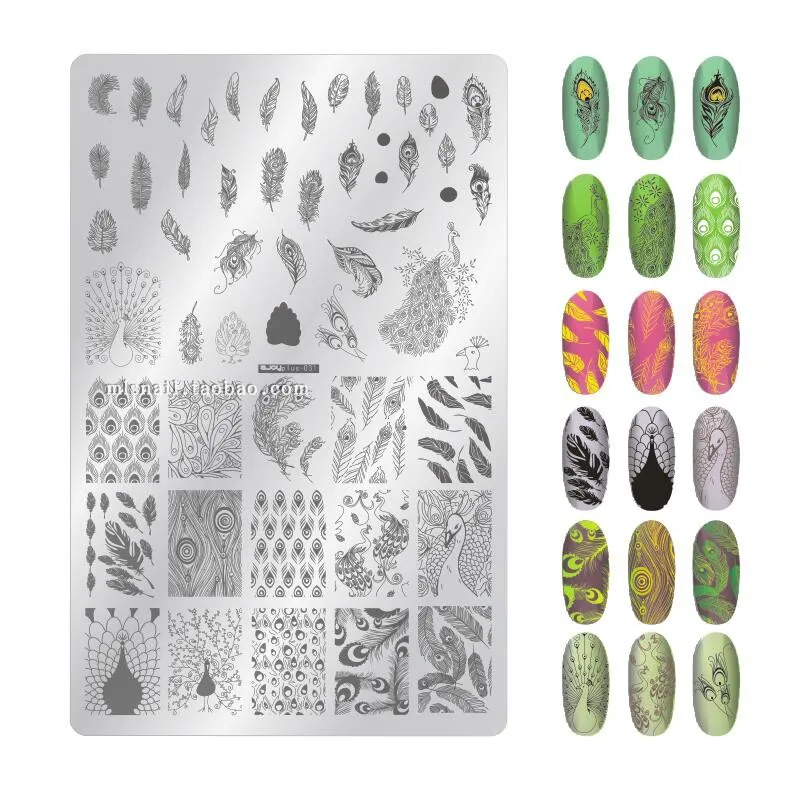 1 упаковка, нержавеющая сталь пластины для штамповки ногтей цветы для дизайна ногтей DIY пластина для изображения ногтей мульти-шаблоны трафаретов аксессуары для шаблонов - Цвет: 31