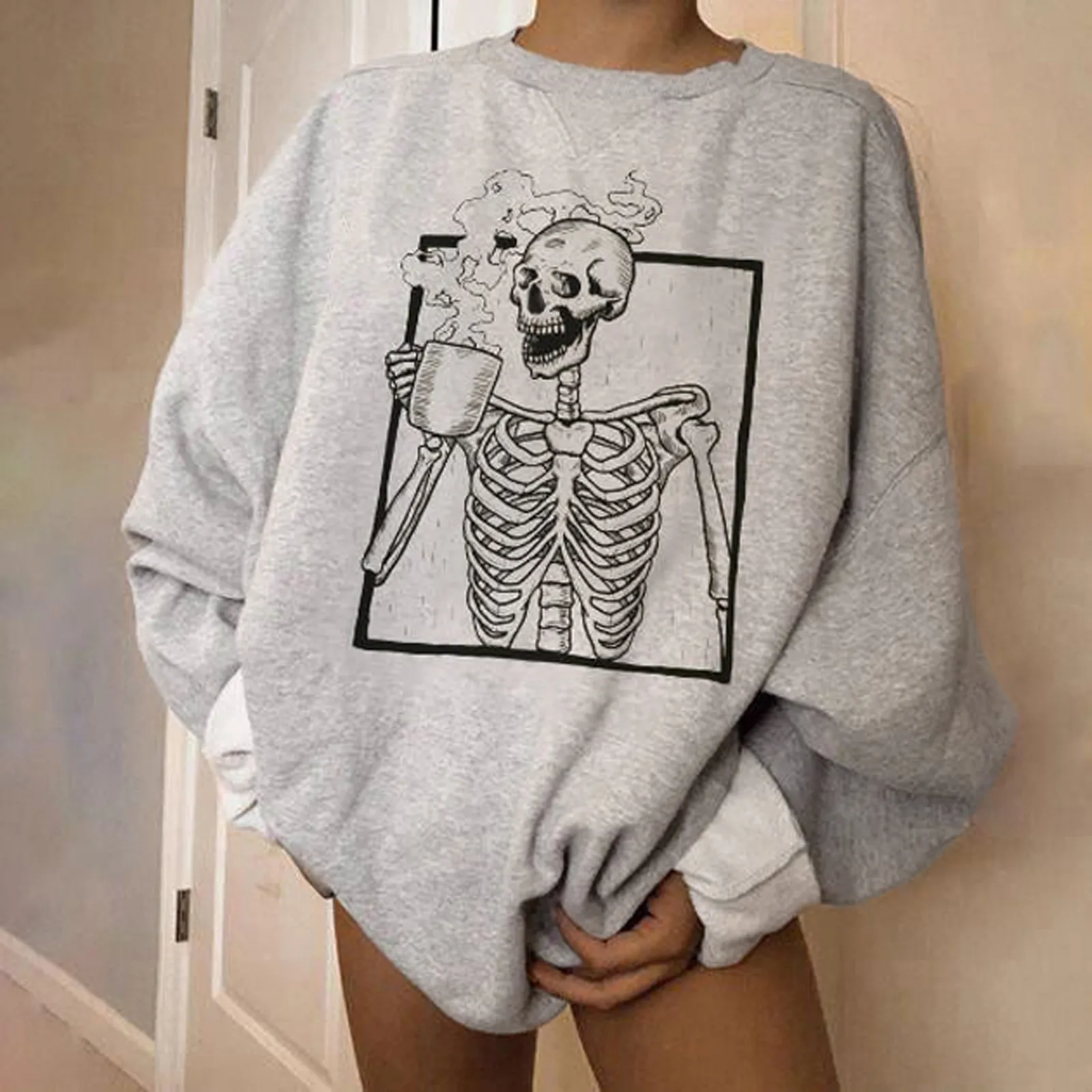 Winter Sweater Women Halloween Casual Printing Long Sleeve Sweatshirt Tops Pullover Warm Tops Elegant Brief Daily Hoodies 1