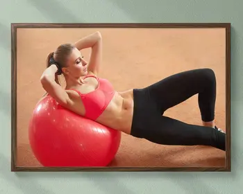 

0014J Balance Ball Training Fitness Bodybuilding Women Sexy Beautiful Strong Wall Sticker Silk Poster Art Home Decoration