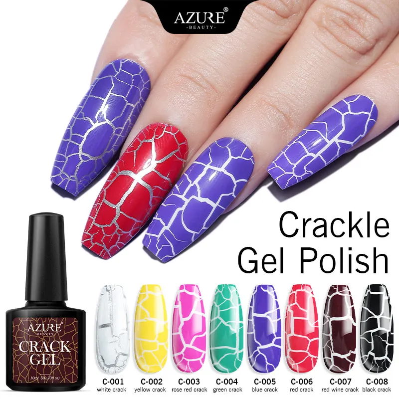 Azure Beauty Crack Gel Varnish Cracking Nail Polish 10ml Top Base Coat