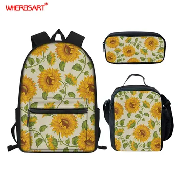 

WHEREISART Summer Daisy Flower Printing School Shoulder Bags Middle School Backpacks for Teen Girls Students School Accessories