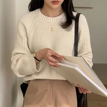 

AOSSVIAO Women Solid Knitted Thickening Thick Oversized Sweater Female Long Sleeve Casual Loose Pullovers Top 2021 Autumn Winter