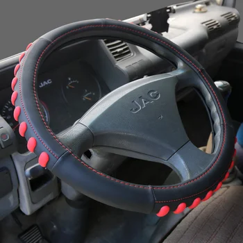 

KKYSYELVA Leather Steering Wheel Covers for Car Bus Truck 40 42 45 47 50cm Diameter Auto Steering-wheel cover
