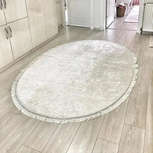 Halıforum Effen Kleur Non-Slip Basis Witte Ovale Klassieke Tapijt