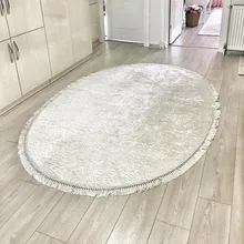 Halıforum Effen Kleur Non-Slip Basis Witte Ovale Klassieke Tapijt