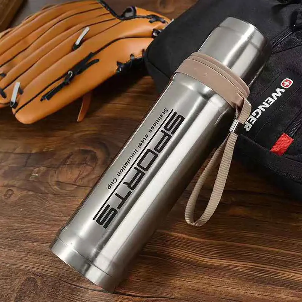 750ml Stainless Steel Vacuum Flask Outdoor Travel Thermos Cup Portable Car  Coffee Water Bottle with Rope Filter Insulated Hydro - AliExpress