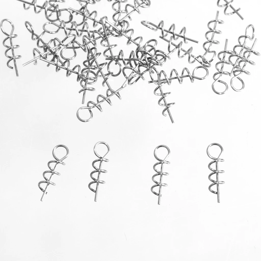 3x 50pcs Soft Lure Baits Hook Pin Spring Fixed Lock Fishing Latch Screw Needle