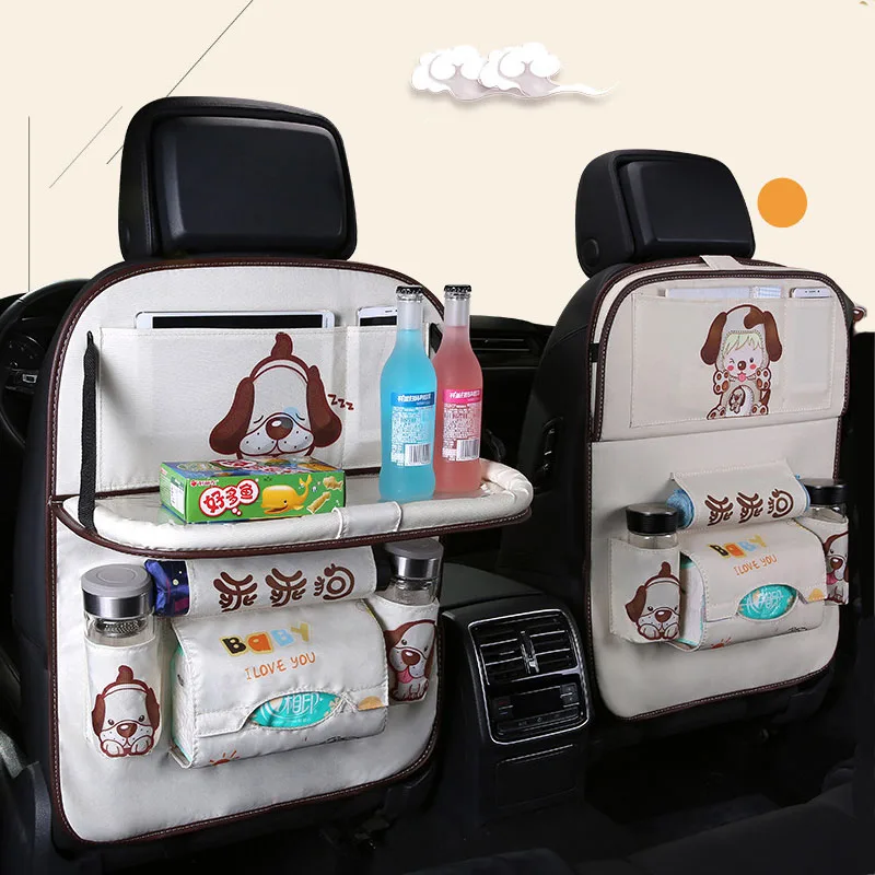 Cartoon Multi-Pocket Car Seat Back Hanging Organizer Universal Auto Pad Cup Storage Holder Bag Car-styling Protector Accessories