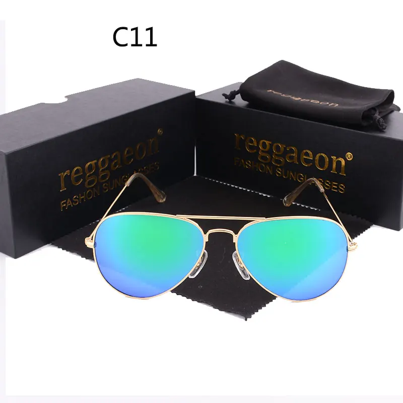 Роскошные мужские солнцезащитные очки Raggaeon со стеклянными линзами, женские солнцезащитные очки высокого качества uv400, Ретро стиль, фирменный дизайн, солнцезащитные очки для пилотов, зеркальные оттенки, унисекс