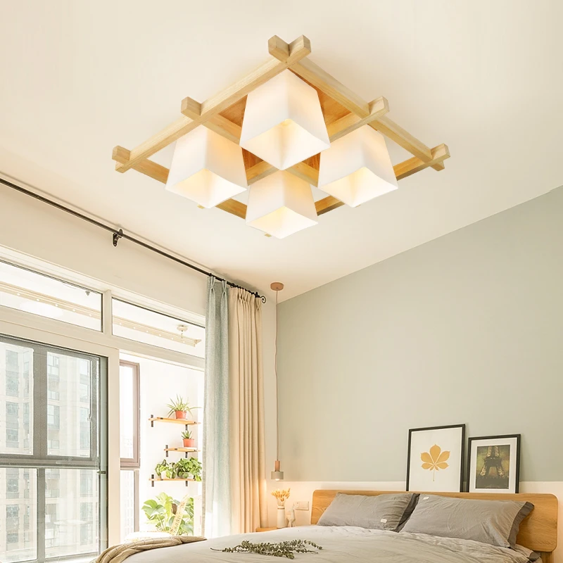 

Nordic Solid Wood Ceiling Lamp Simple Dining Room Bedroom Led Ceiling Lamp Creative Living Room Study Ceiling Lighting Fixtures