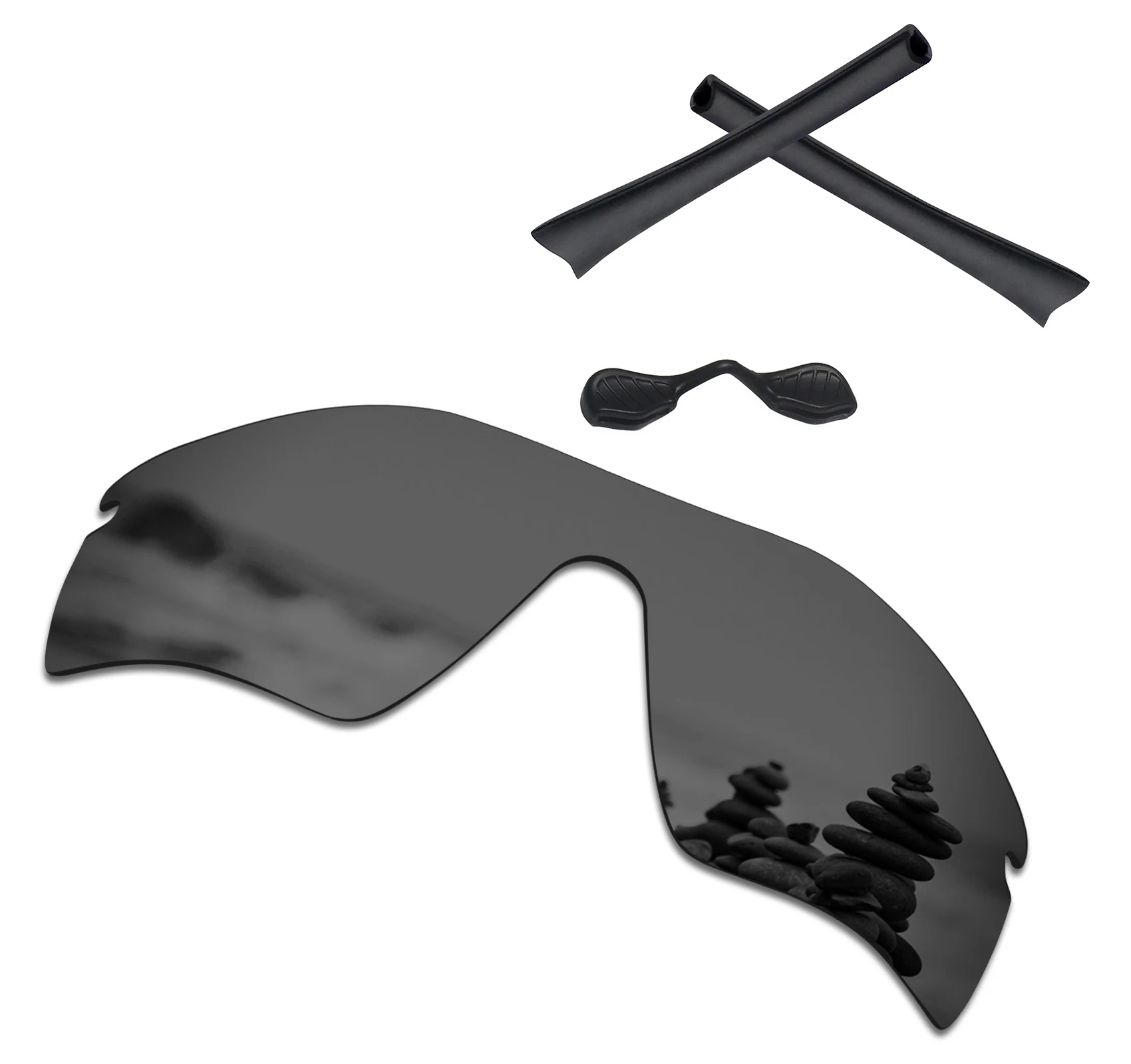 Smartvlt Black Chrome Polarized Replacement Lenses And Black Rubber Kit For Oakley Radar Path