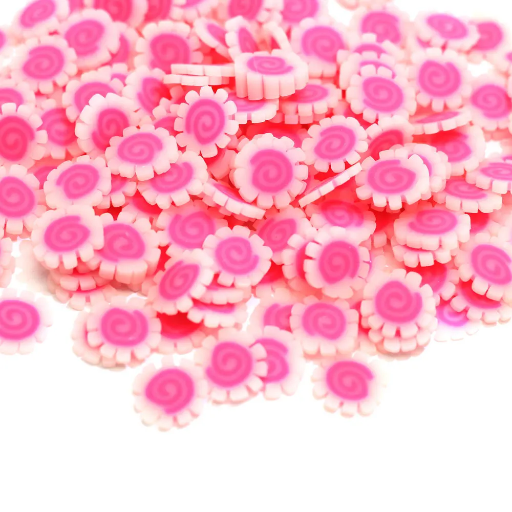 

30Pcs Mini Pink Flowers Slice Fimo Polymer Soft Clay Sprinkles for Crafts Making DIY Crystal Mud Slime Filling Material 10mm