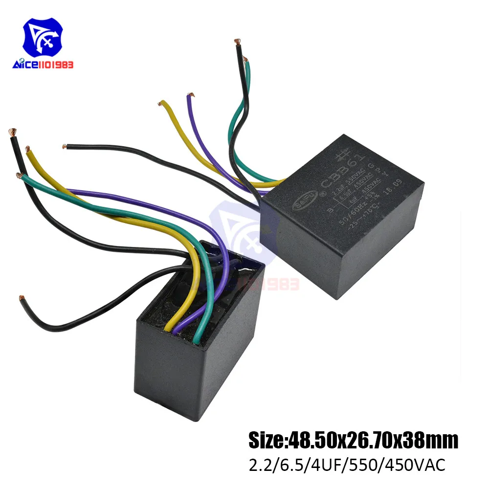 Diymore CBB61 AC 450 -550 в 2.2 мкФ/6.5 мкФ/4 мкФ 5% Емкость Гц 5 проводов ходовой конденсатор для