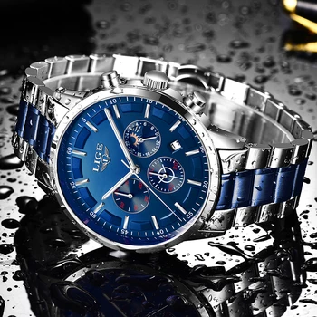 

2020 LIGE Mens Watches Top Brand Luxury Sport Clock Fashion Waterproof Business Watch Men Quartz Chronograph Relogio Masculino