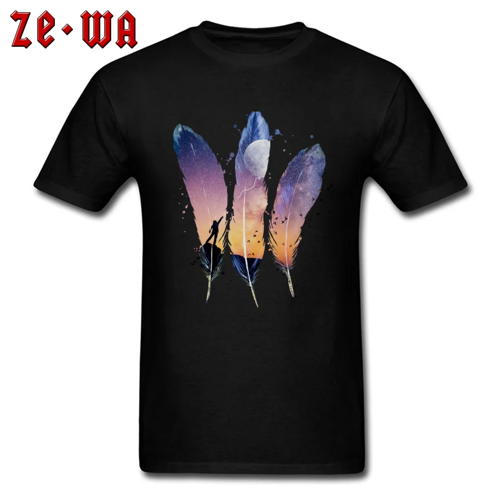 Famous Brand Tee-Shirts Cotton Tops Tees FEATHERS MOON BALLOON Printed Tshirt For Men Big Size Fashion Men's T Shirt Custom |