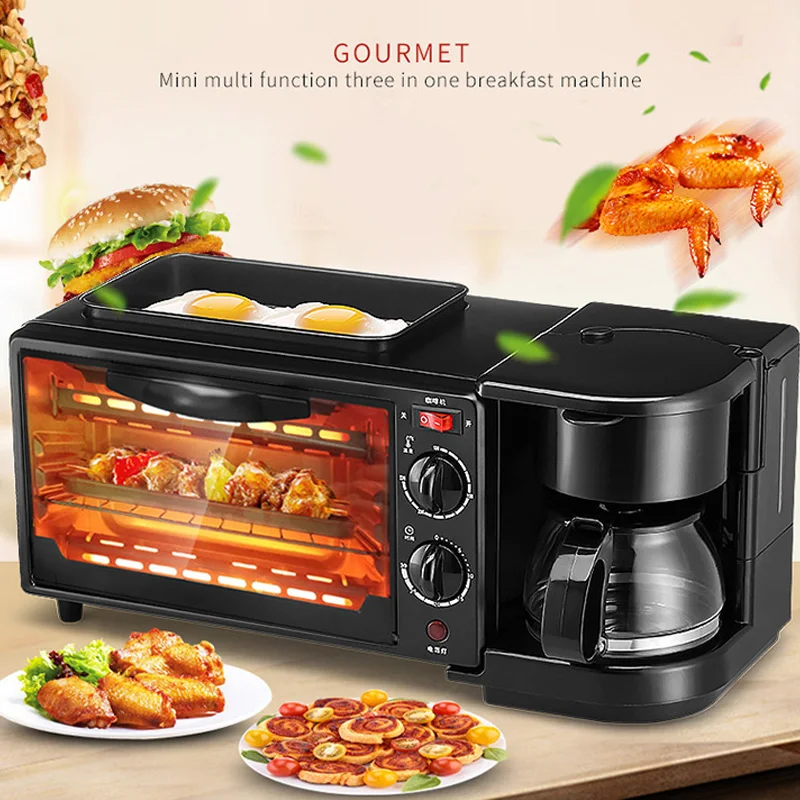 

Electric Oven Toaster Breakfast Machine Home Household Sandwich Maker 1050W 3 in 1 Convenient Multi-Function Breadgrillmachine