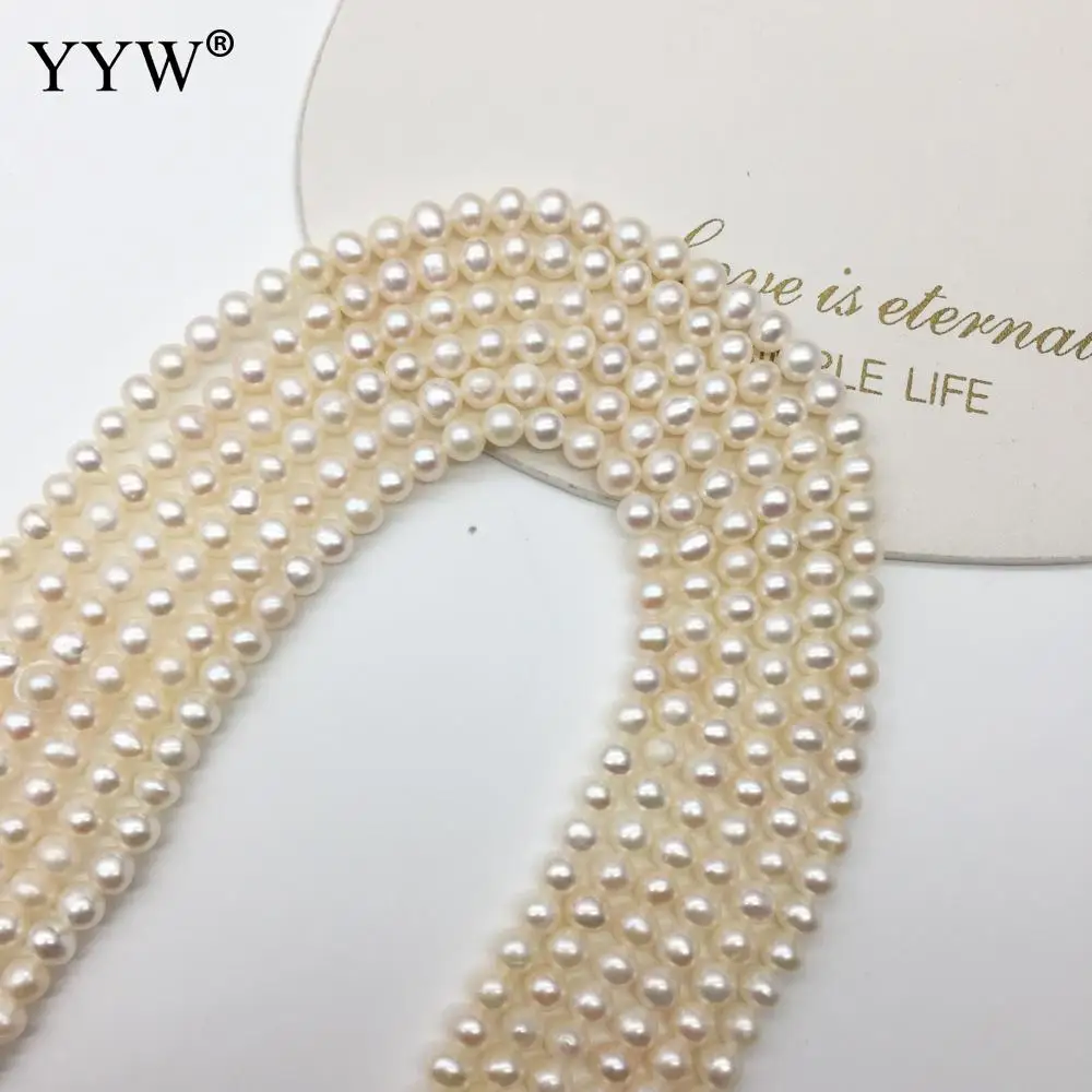 Cultured Round Freshwater Pearl Beads Natural Fashion Jewelry For Diy Or Handmade White 4.5-5mm Sold Per 14.57 Inch Strand