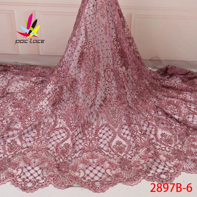 

3d Flower Embroidery Handmade Voile Beaded Tulle Hot Sale Fabric African Net Lace Fabric Wholesale Lace Nigerian Lace AMY2897B