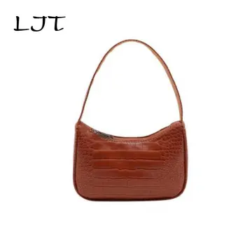 

LJT Retro Alligator Pattern Messenger Handbags Shoulder Bags for women 2019 PU Leather Street Casual Solid Zipper Shoulder Bags