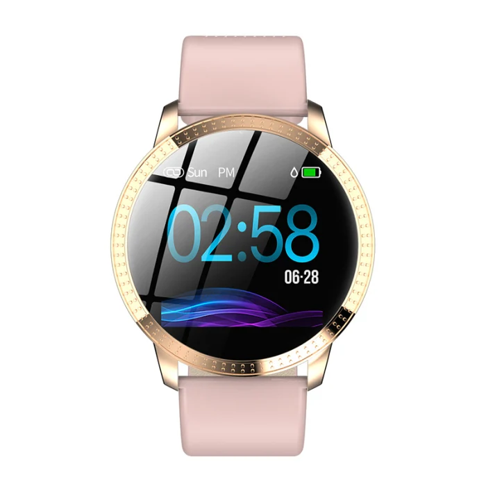 Inteligente pulseira de metal tela redonda à
