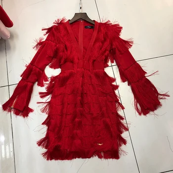 

2020 Spring New Dress Women Temperament Ladies Small Fragrant Wind Slim-Fit Tassel Dress Vestidos Party Dancy Dresses Robe Femme