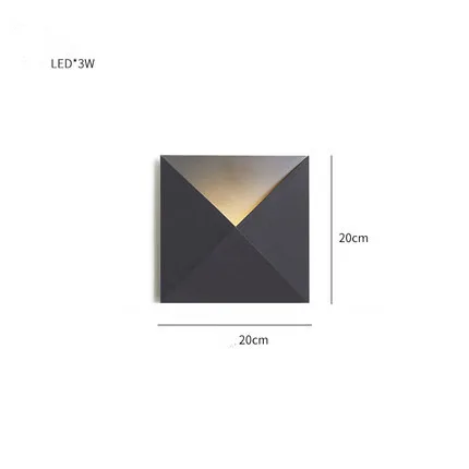 Скандинавском стиле, Индивидуальный Светодиодный креативный прикроватный светильник для спальни, современный минималистичный настенный светильник для гостиной - Цвет абажура: Square 3W Black