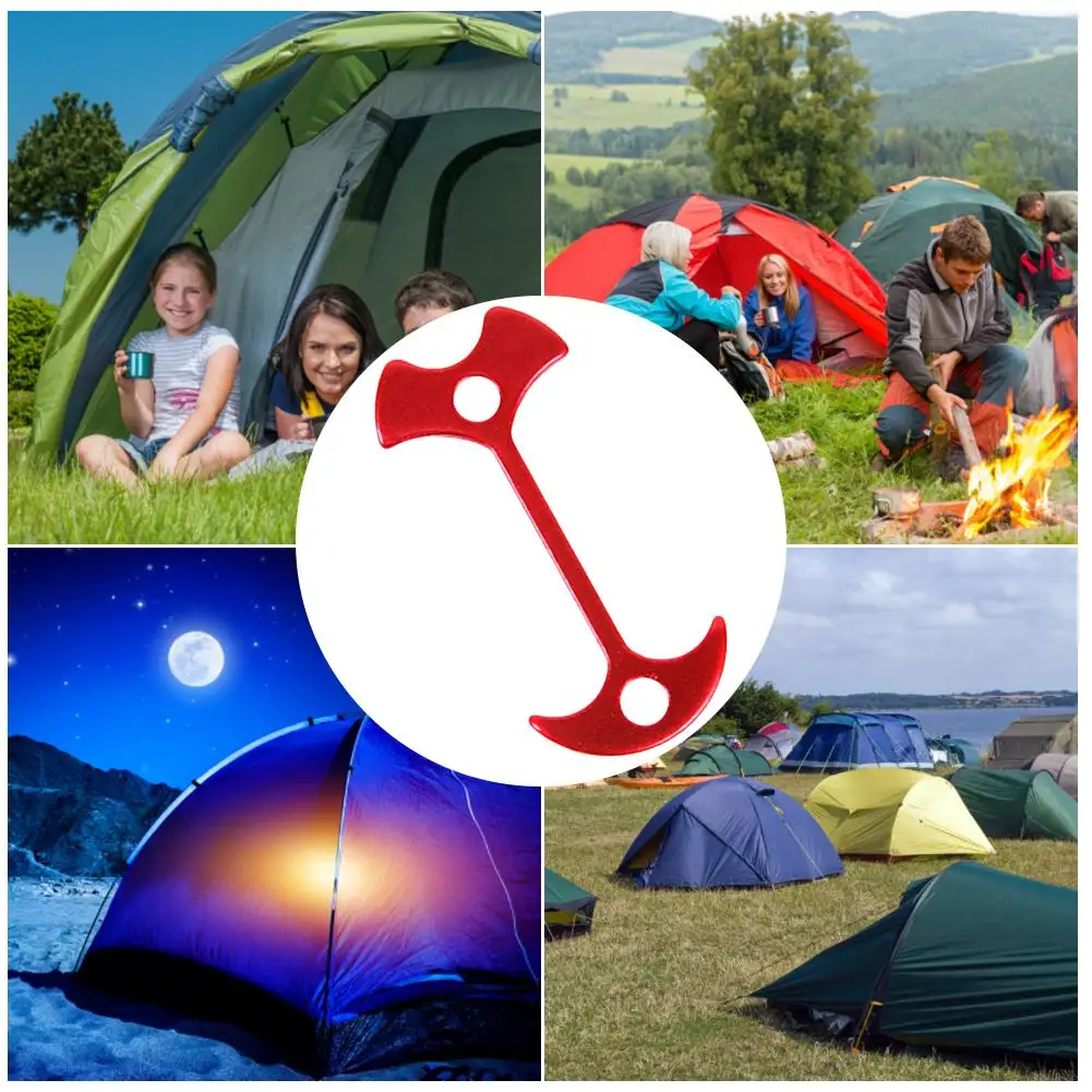 4PCS Wooden Board Tent Clip Buckle Fish Bone Nail Hook Aluminium Alloy Fishbone Tent Stakes Pegs Anchor Stopper for Camping