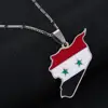 Stainless Steel Trendy Syria Map Flag Pendant Necklaces Syrians Map Women Jewelry 4