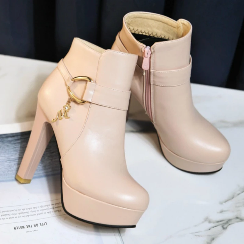 Elegant Short Boots Autumn Winter Shoes Women's Ankle Boot Platform Sweet Heeled Party Dance Shoes Ladies winter boots,platform boots,ankle boots