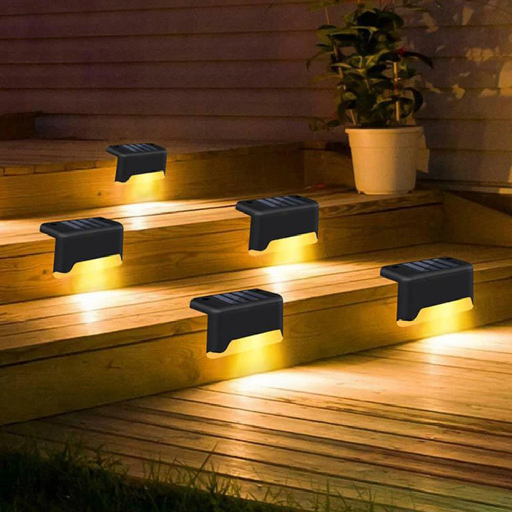 

4/8pcs LED Solar Lamp Path Stair Outdoor Waterproof Wall Light Garden Landscape Step Stair Deck Lights Balcony Fence Solar Light