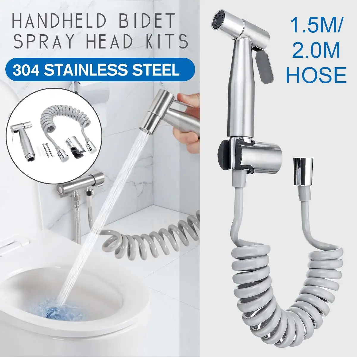 Stainless Steel Handheld Bidet Spray Shower Head Toilet Shattaf Hose Bathroom US 