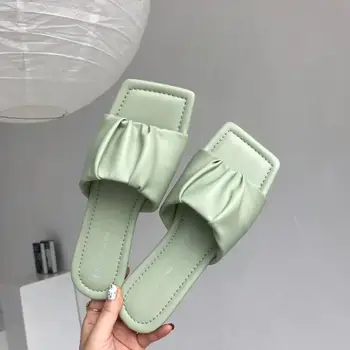 

Fashion Women Slippers Square Open Toe Slippers Flats Slip On Casual Slides Flip Flops Summers Beach Shoes Outdoor Flats Fashion