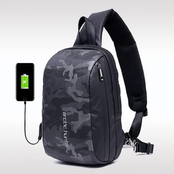 

New Fashion Men's Chest Pack Multi-function USB Charging Shoulder Messenger Bag Leisure Travel Student Tablet Crossbody Bag