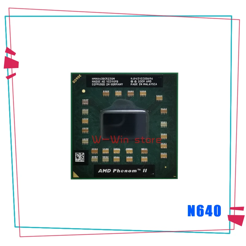 

AMD Phenom II Dual-Core Mobile N640 2.9 GHz Dual-Core Dual-Thread CPU Processor HMN640DCR23GM Socket S1