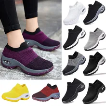 Vertvie/Женская обувь на платформе; повседневная обувь на шнуровке; дышащие кроссовки на танкетке; Deportivas Mujer; черные кроссовки; женская трикотажная обувь