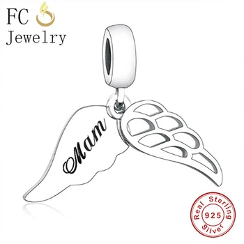 

FC Jewelry Fit Original Brand Charm Bracelet 925 Sterling Silver Angel Wings Mam Memory Bead For Making Women Berloque 2020 New