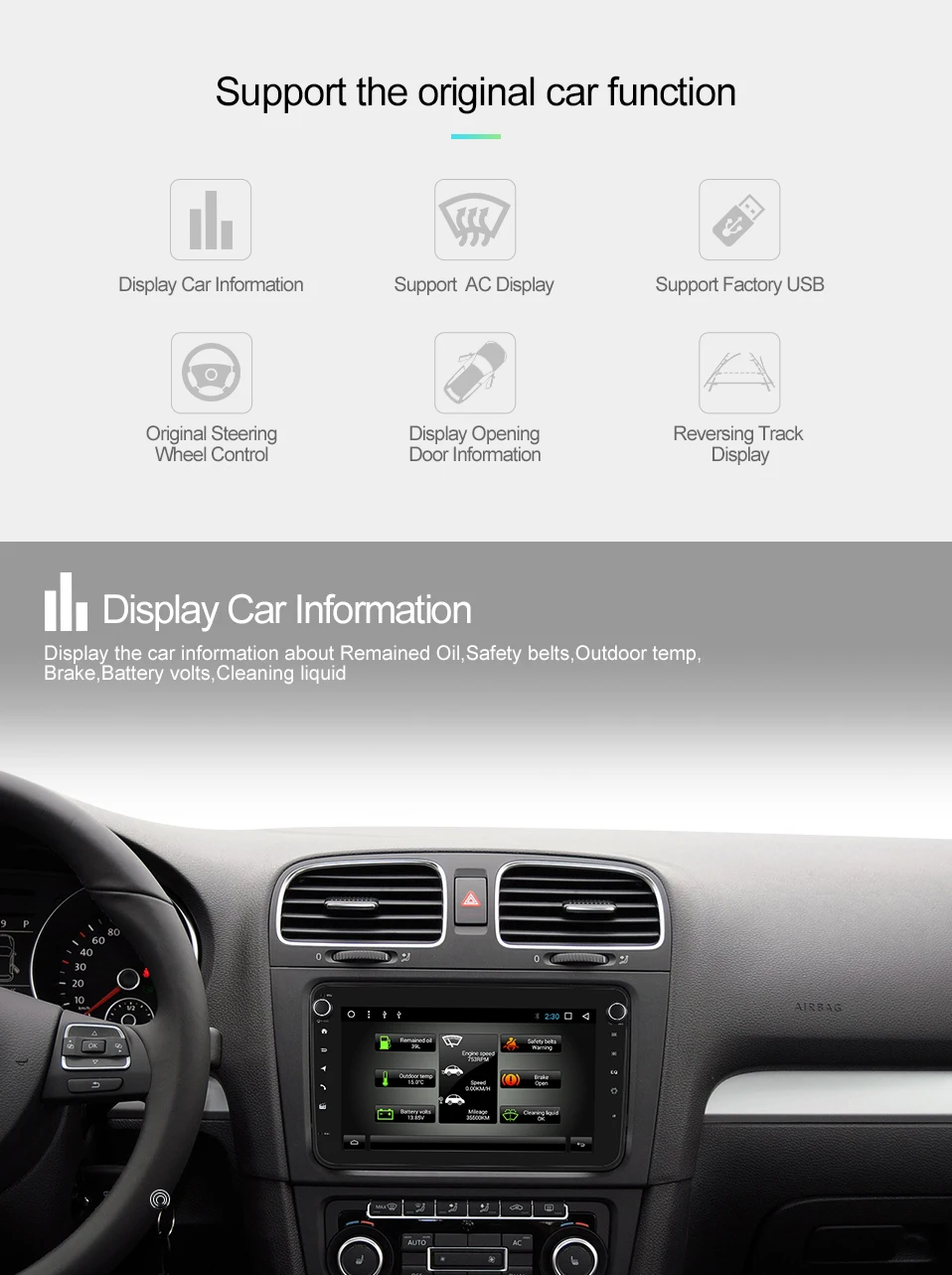 Top Uniway 8" 2 din android 8.1 car dvd for vw passat b6 b7 golf 5 6 tiguan polo octavia rapid fabia multimedia navigation player 6