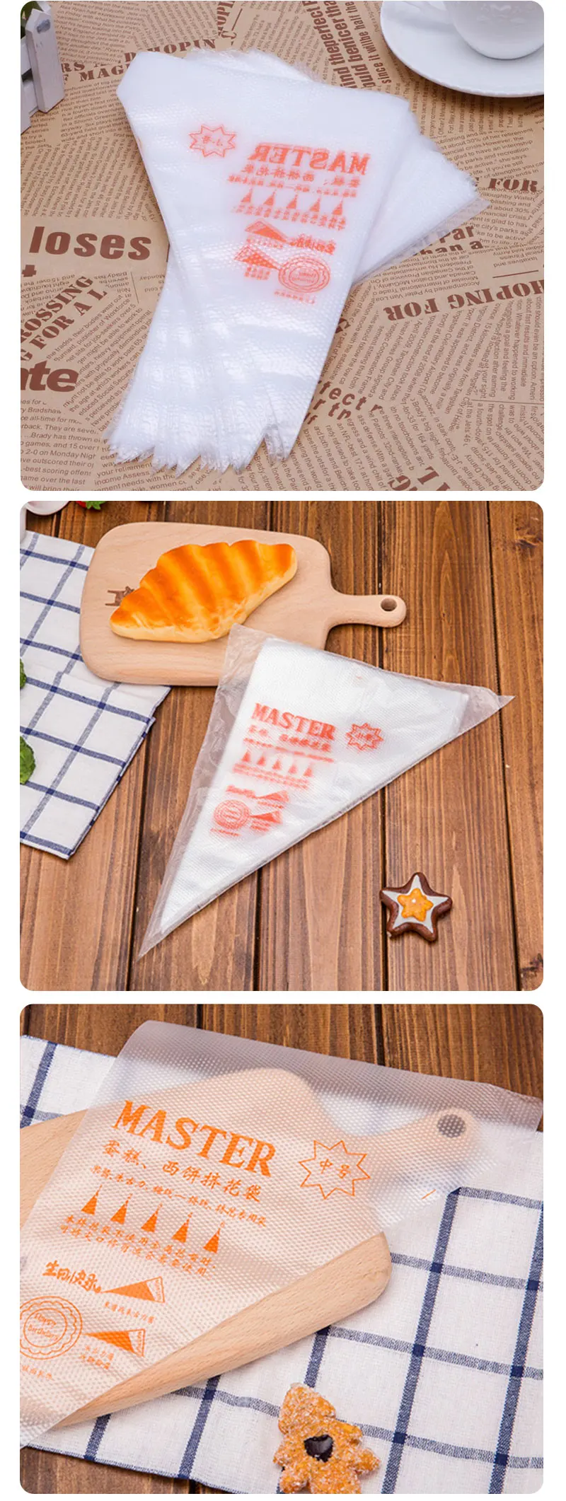 20/50/100pcs Disposable Pastry Bags S M L 3 Size Disposable Piping Bag Icing Fondant Cake Cream Decorating Pastry Tip Tools