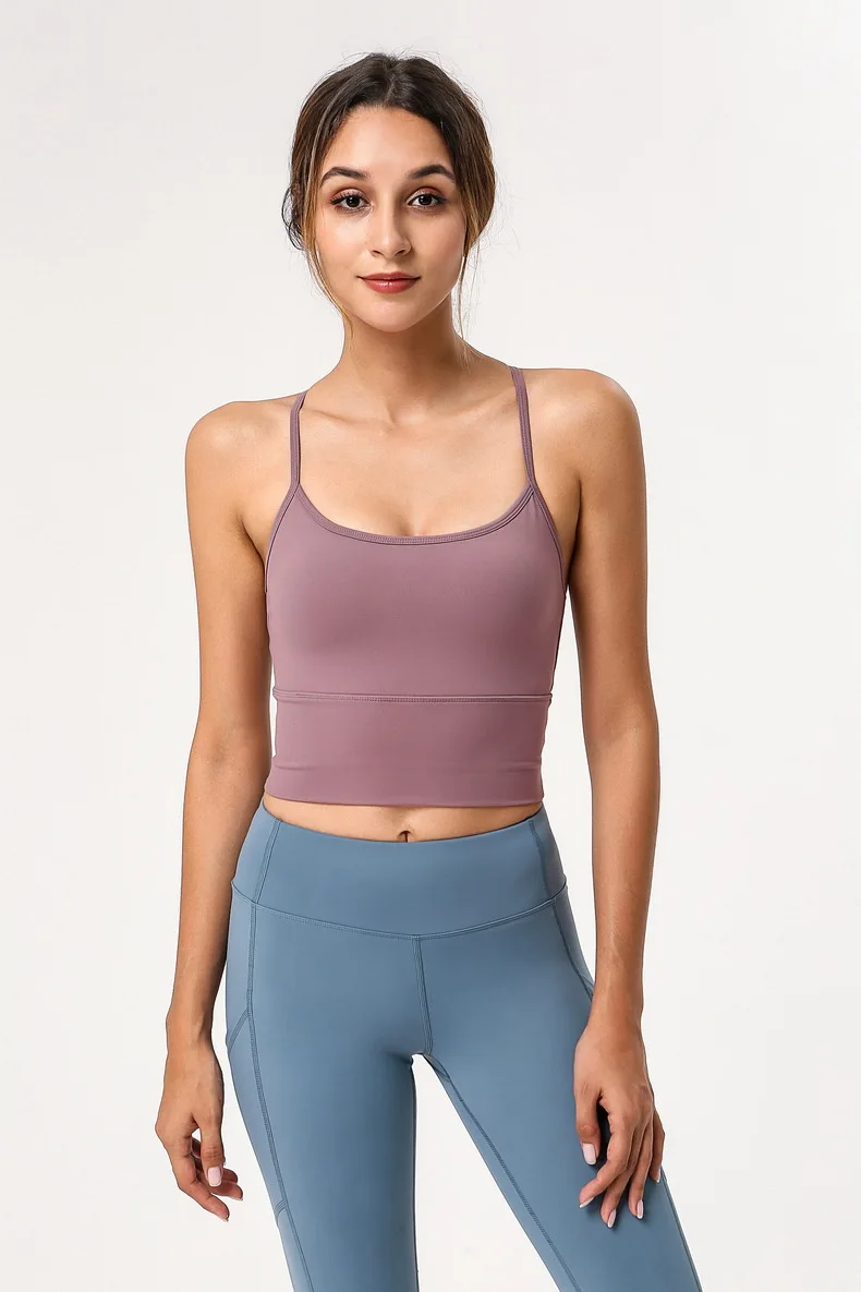 Жилет для йоги, ударопрочный, увеличивающий и противоударный топ на бретелях, Athelitic Breatahble, Быстросохнущий эластичный бесшовный спортивный бюстгальтер 1945