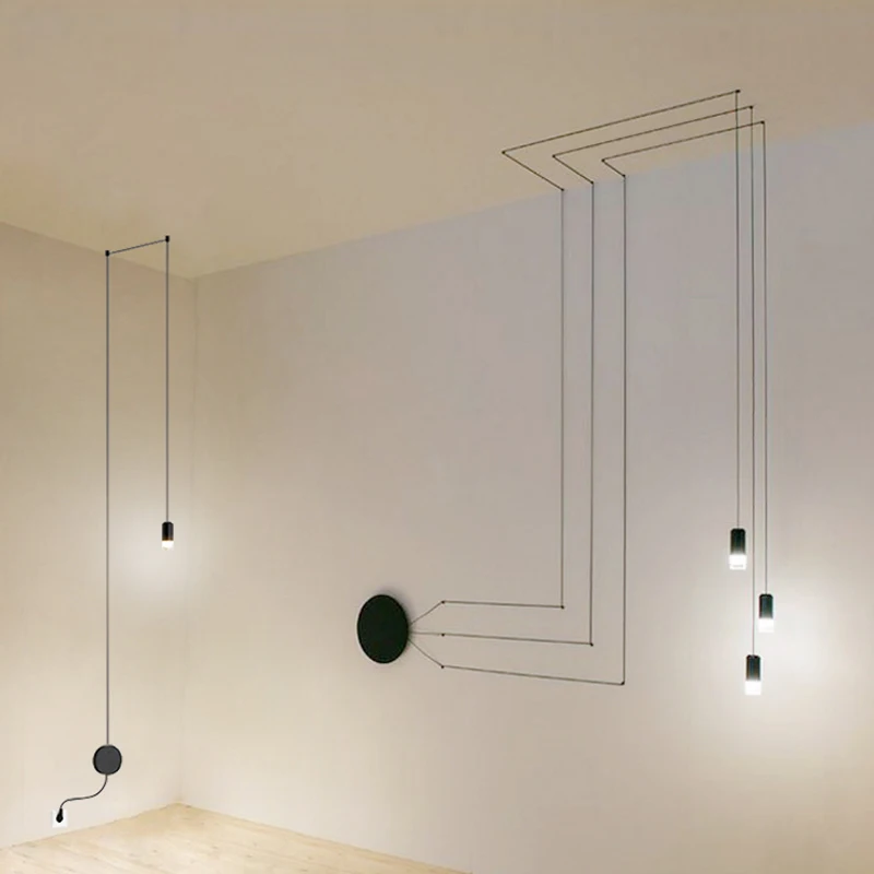 

Morden Long Line Black Pendant Lamp Simple Art Decoration for Living Room Dining Room Light Led Light Fixtures G9 Hanging Lights