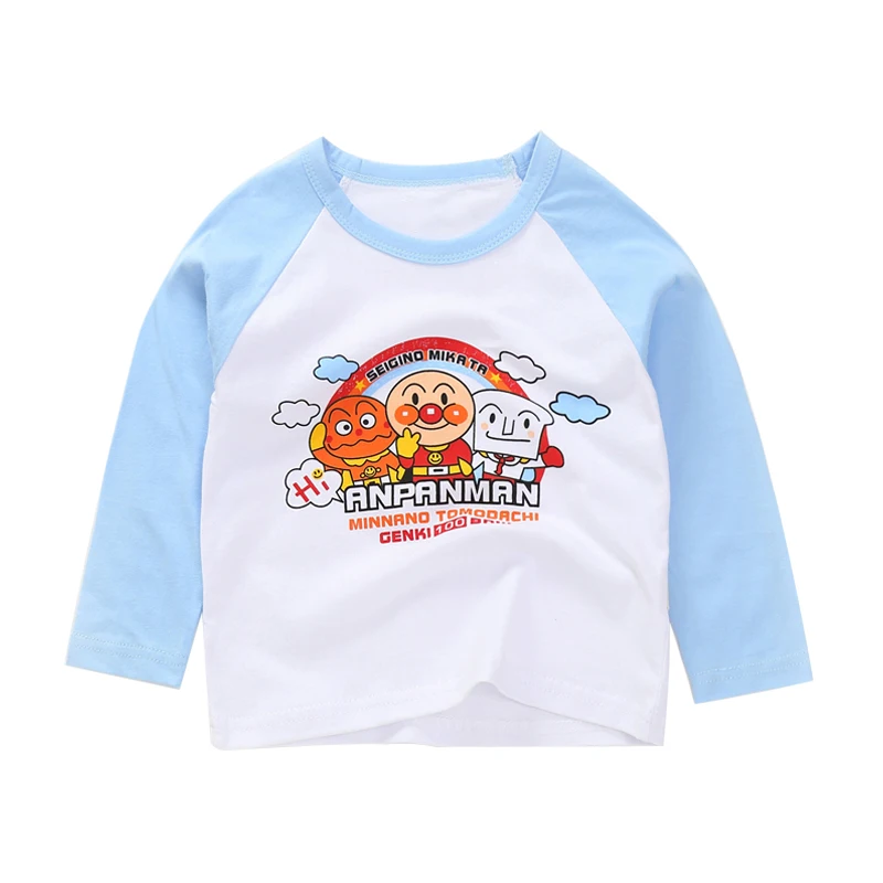 Новые осенне весенние хлопковые футболки Anpanman для мальчиков и девочек Детские с