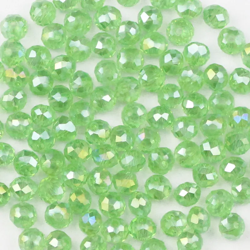 HGKLBB бусины круглой формы с австрийскими гранеными кристаллами 4 мм 100 шт стеклянные бусины-разделители свободные бусины ювелирные изделия для изготовления браслетов своими руками - Цвет: Light green