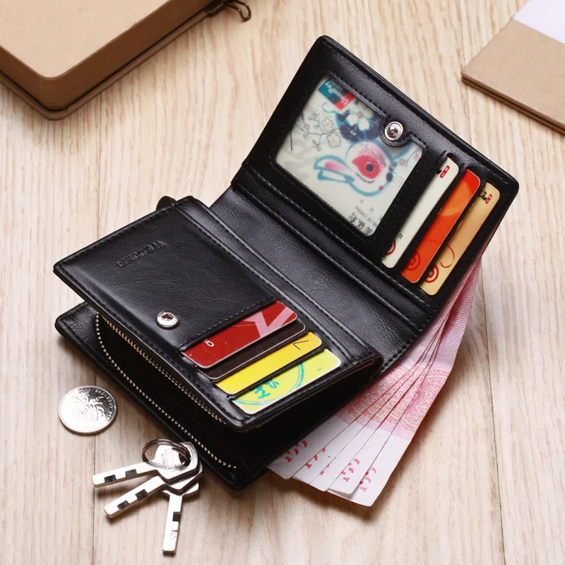 Weysfor Short Men wallets fashion new card purse Multifunction organ leather wallet for male zipper wallet with coin pocket