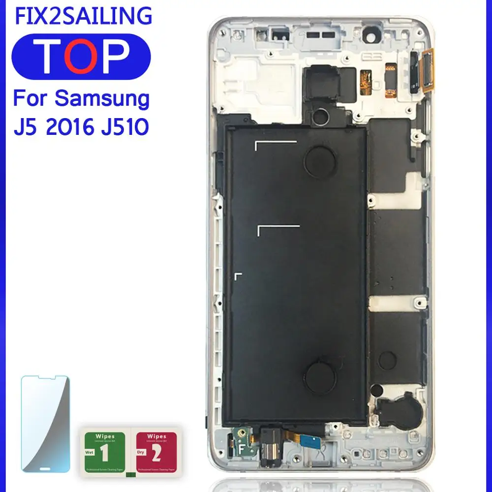 Lcd s для samsung Galaxy AMOLED J5 J510 J510F J510FN J510M ЖК-дисплей сенсорный экран Рамка дигитайзер Контроль яркости