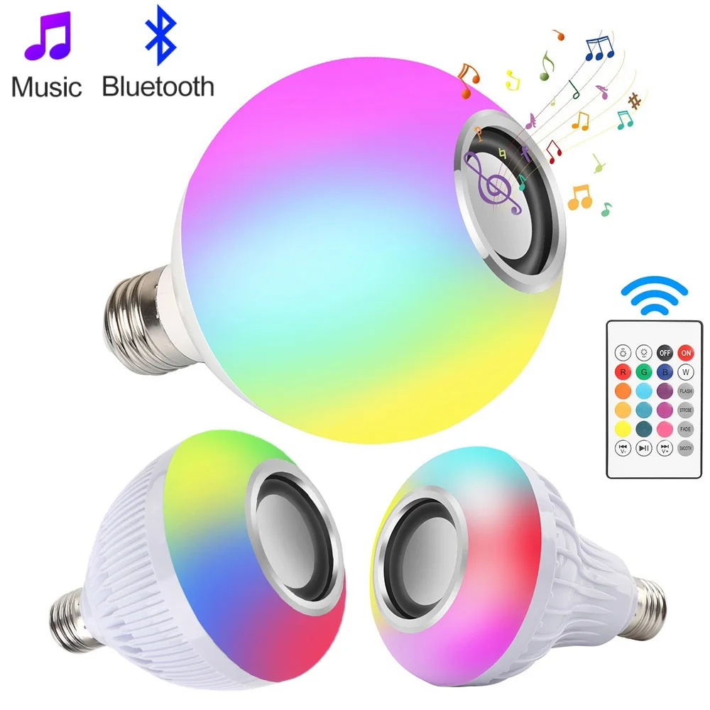 Умная Светодиодная лампа RGB Беспроводная Bluetooth колонка воспроизведение музыки