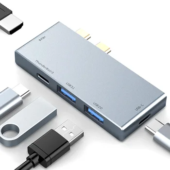 

Type-C Docking Station 5 in 2 Hub MacBook Pro ThunderBolt 3 Converter Adaper For Iaptops computer phone pad switch key computer
