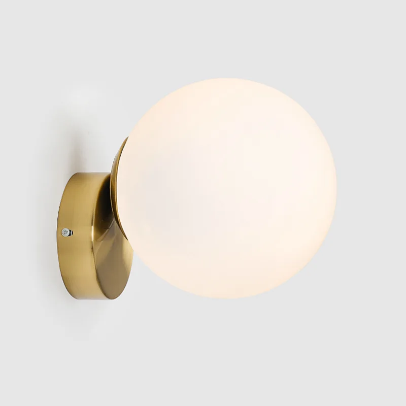 Modern Wall Lamp Simple Corridor Stairway Gold Led Decor glass Wall Lights Creative Bedroom Bedside Iron Glass Ball Lamp