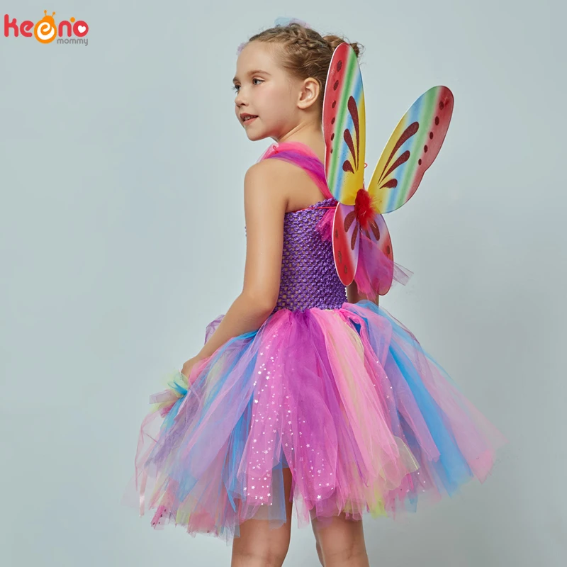 Vestito da Tutu fantasia fata farfalla ragazze Costume ali bambini